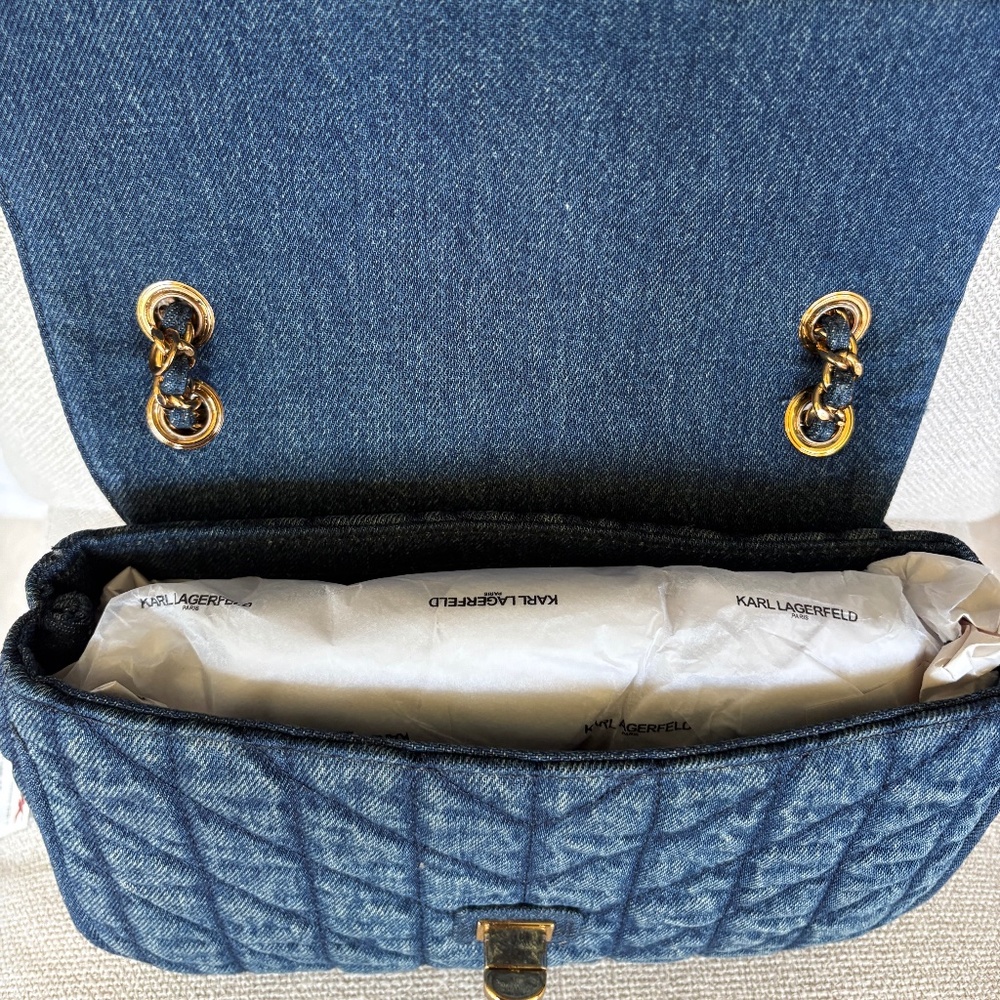 Karl Lagerfeld Denim Flap Bag - Picture 3 of 7